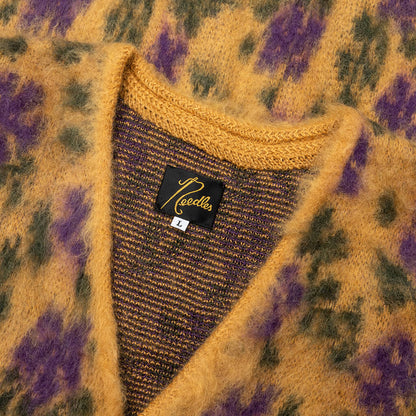 Mohair Cardigan Flower Yellow