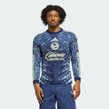 adidas Club América Long Sleeve Mens Away Soccer Jersey 25 26 Blue