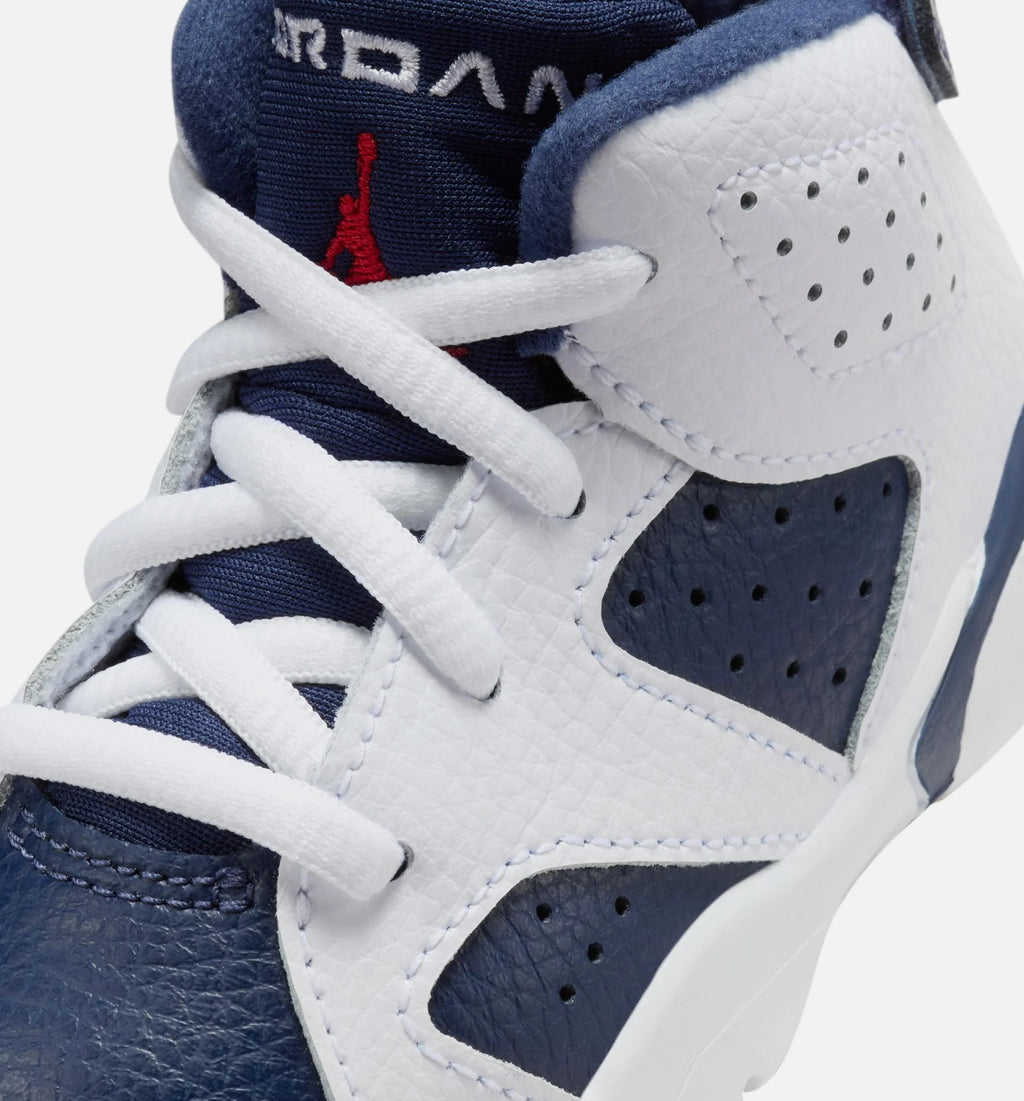 Air Jordan 6 Retro White and Midnight Navy Infant Toddler Lifestyle Shoe White Varsity Red Midnight Navy