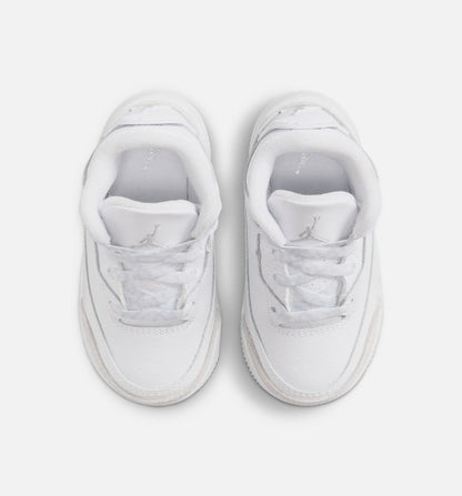 Air Jordan 3 Retro White And Silver Infant Toddler Lifestyle Shoe White Metallic Silver