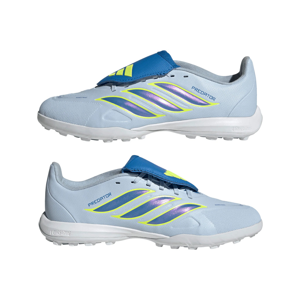 adidas Predator League Fold Over Tongue TF Turf Youth Soccer Cleats Sky Blue Yellow