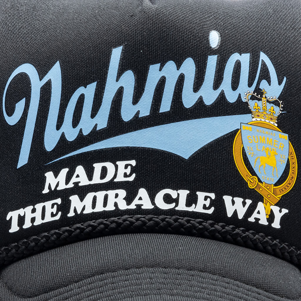 Miracle Way Foam Trucker Hat Dusty Blue Black