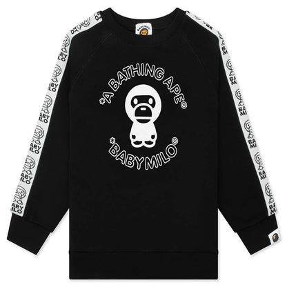 Kids Baby Milo Line Tape Relaxed Fit Crewneck Sweatshirt Black