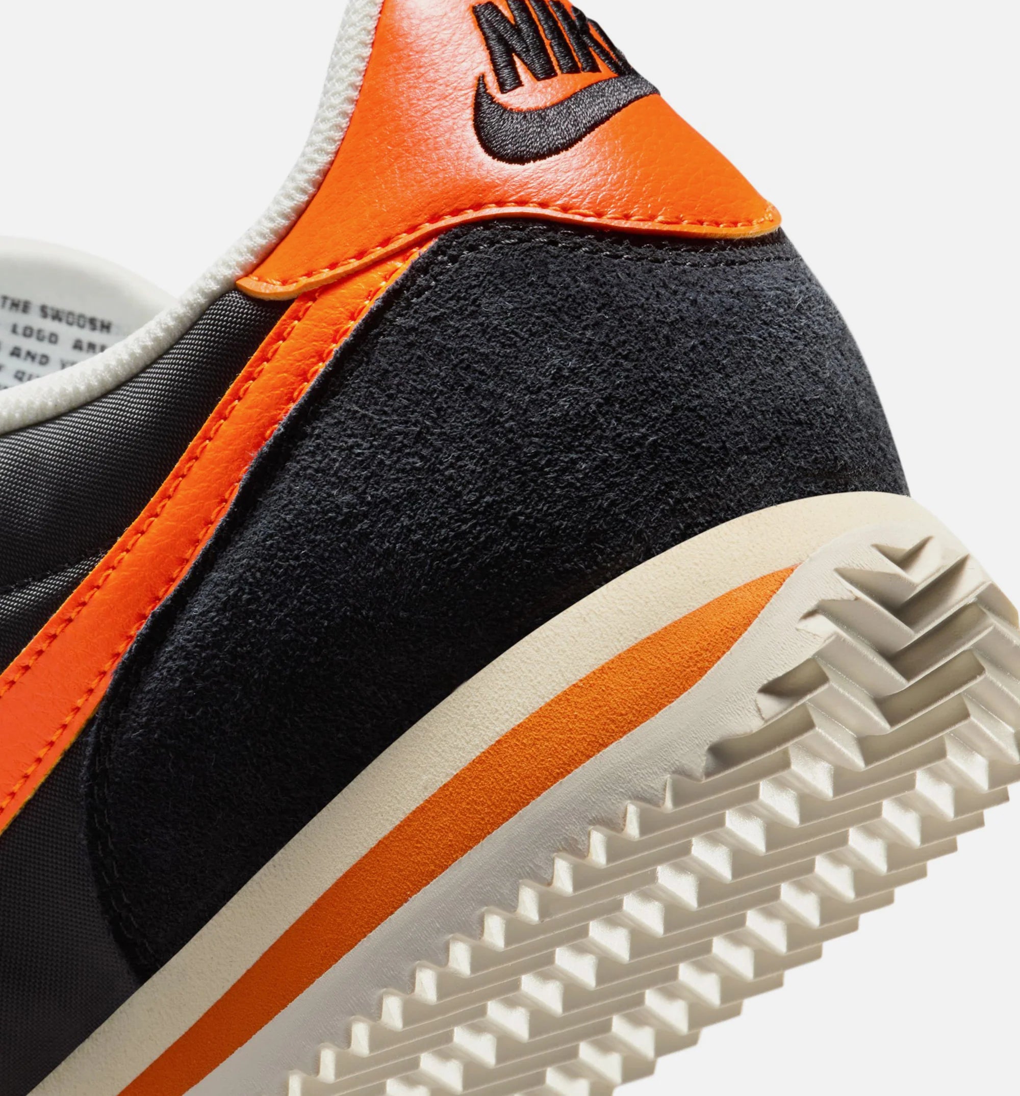 Cortez Textile Mens Lifestyle Shoe Black Safety Orange Sail Muslin
