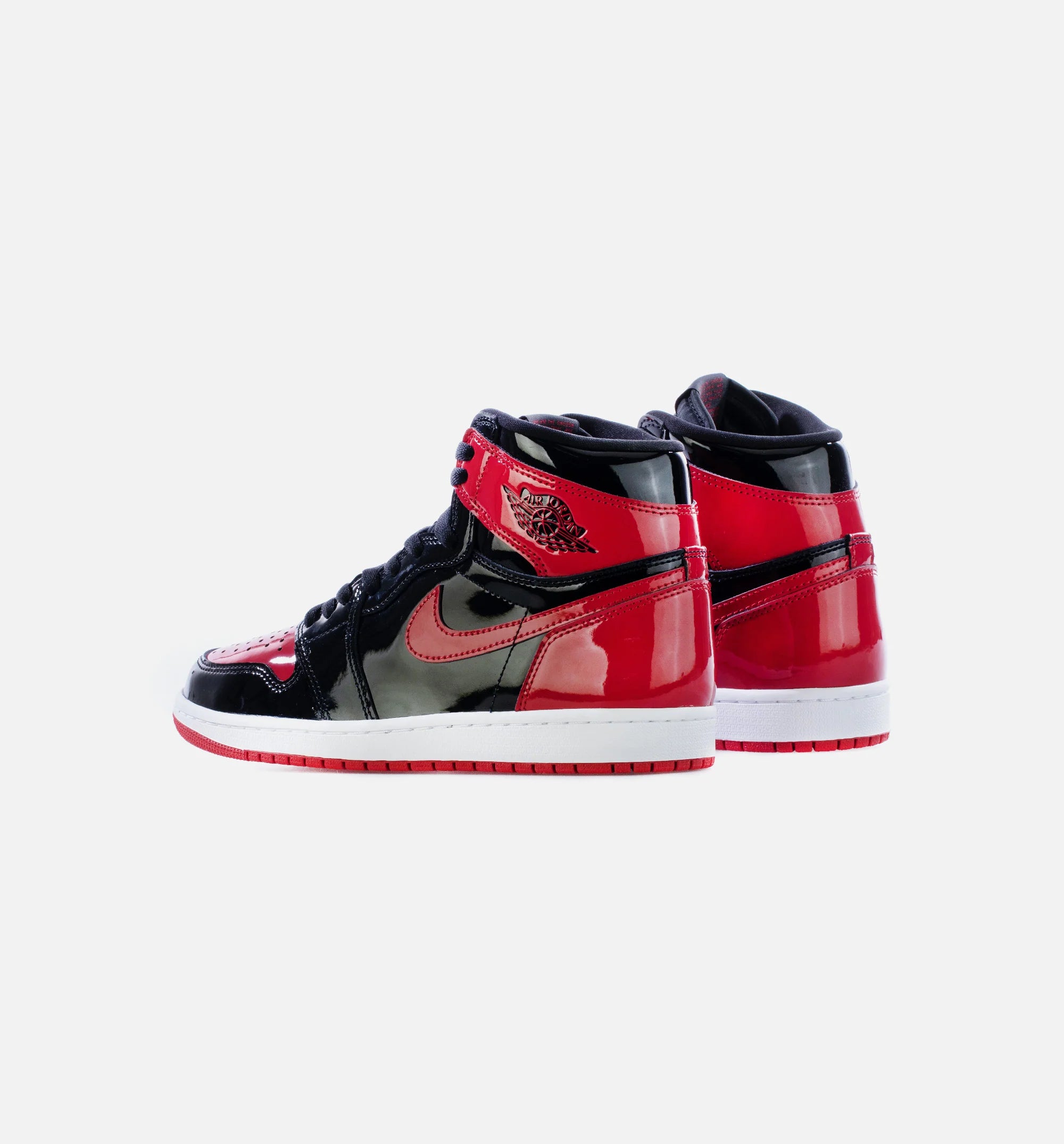 Air Jordan 1 High OG Patent Bred Mens Lifestyle Shoes Black White Varsity Red Limit One Per Customer