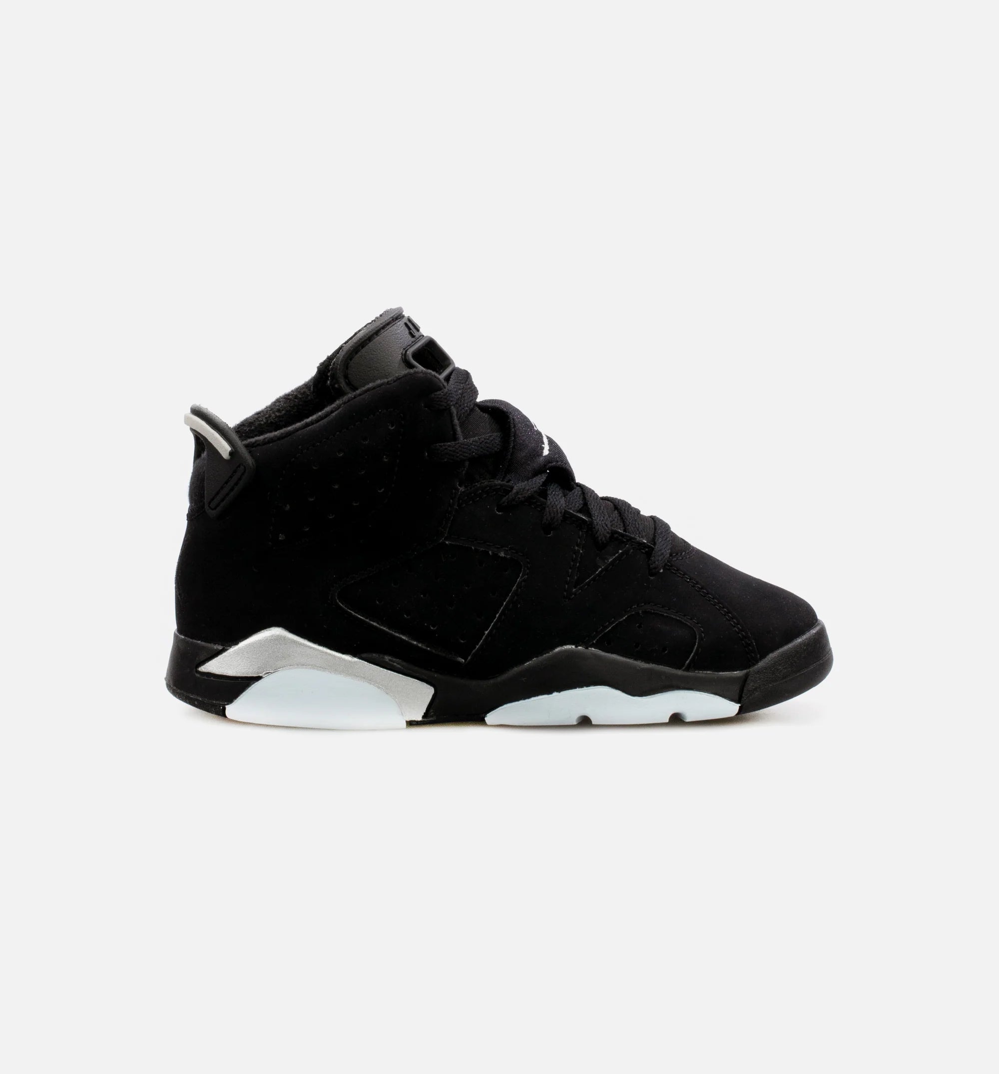 Air Jordan 6 Retro Metallic Silver Preschool Lifestyle Shoe Black