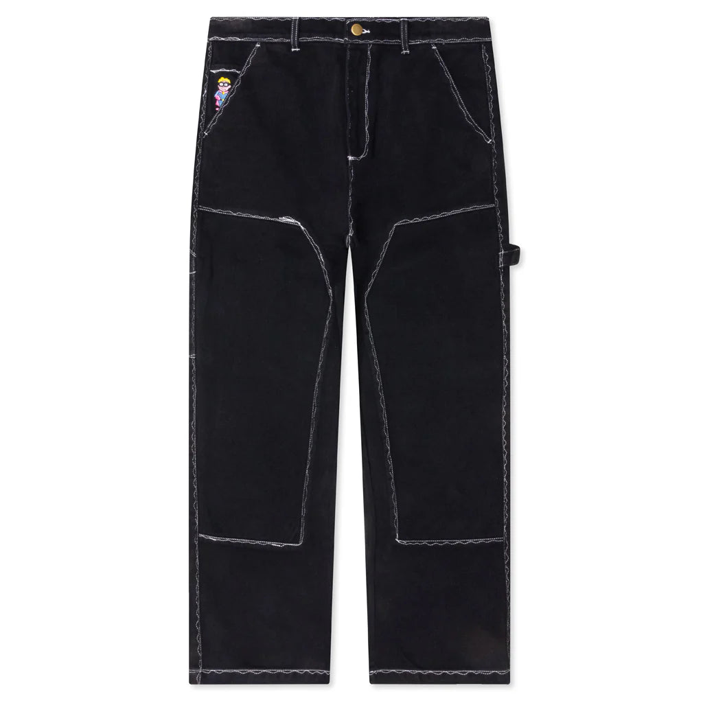 Messy Stitched Work Pants Black