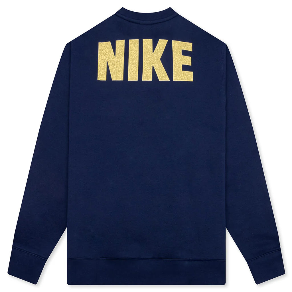 Nike x Stranger Things Fleece Crew Midnight Navy Soft Yellow