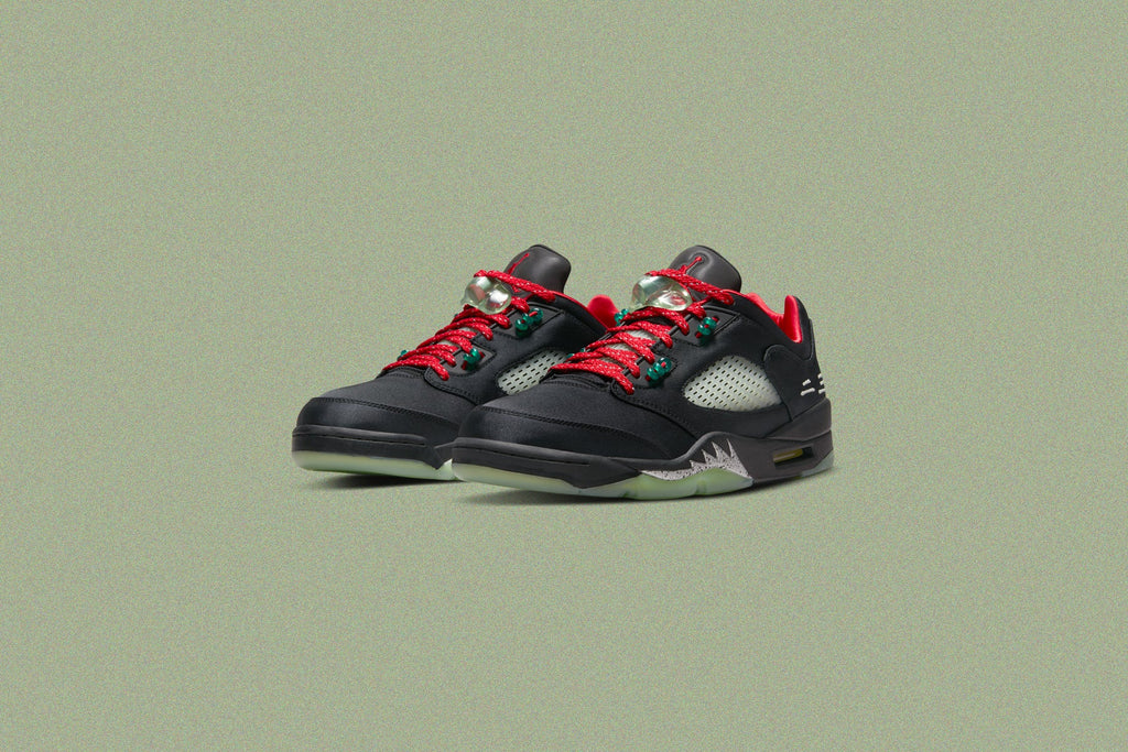 Air Jordan 5 Retro Low SP x CLOT Black Classic Jade Fire Red