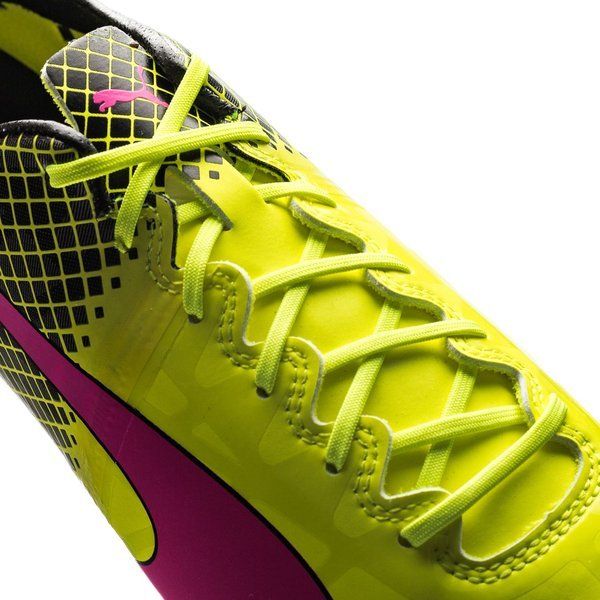 PUMA Evospeed 15 Tricks FG Firm Ground Soccer Cleats Pink Glo Safety Yellow