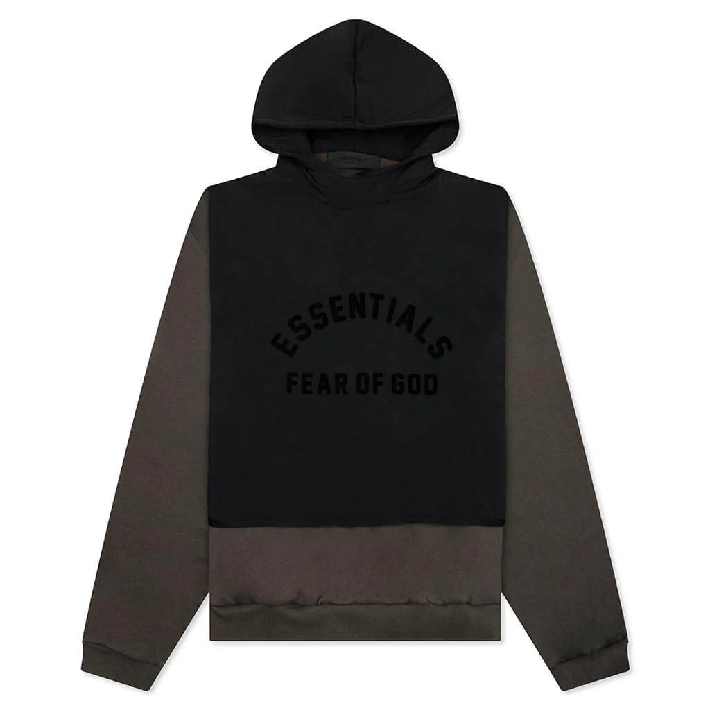 Nylon Fleece Hooded Sweater Ink Jet Black