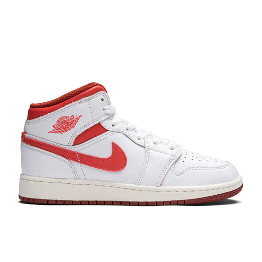 Air Jordan 1 Mid SE GS White Lobster Dune Red