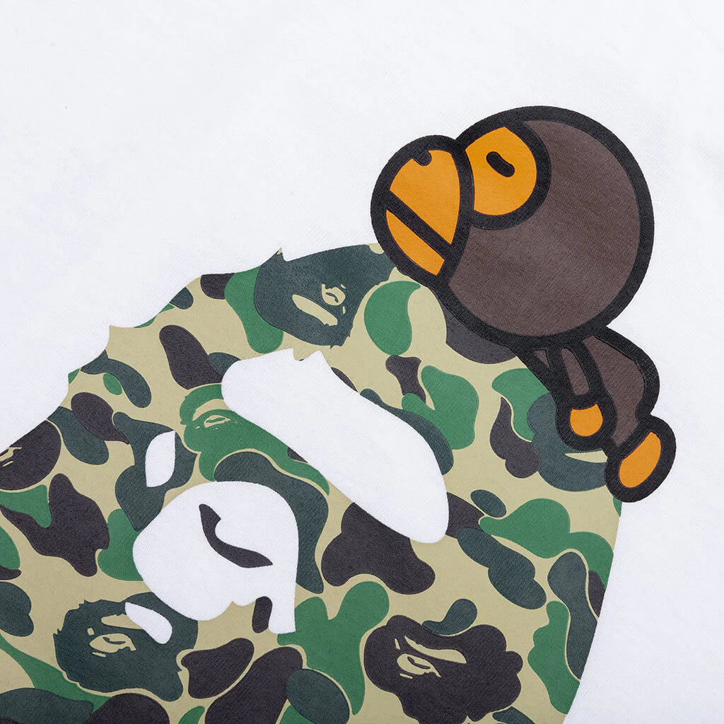 Kids ABC Camo Milo on Big Ape Tee White Green