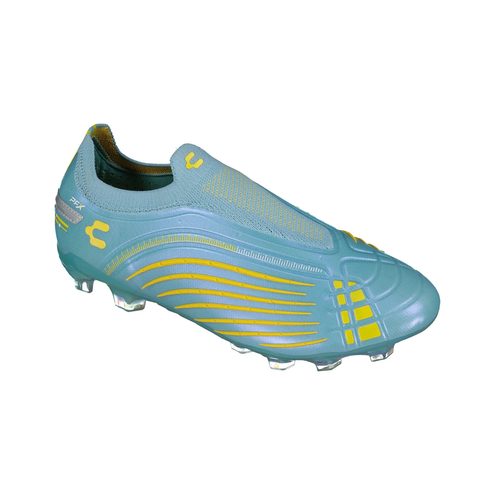 Charly Stingr Laceless PFX Firm Groud Aqua Yellow