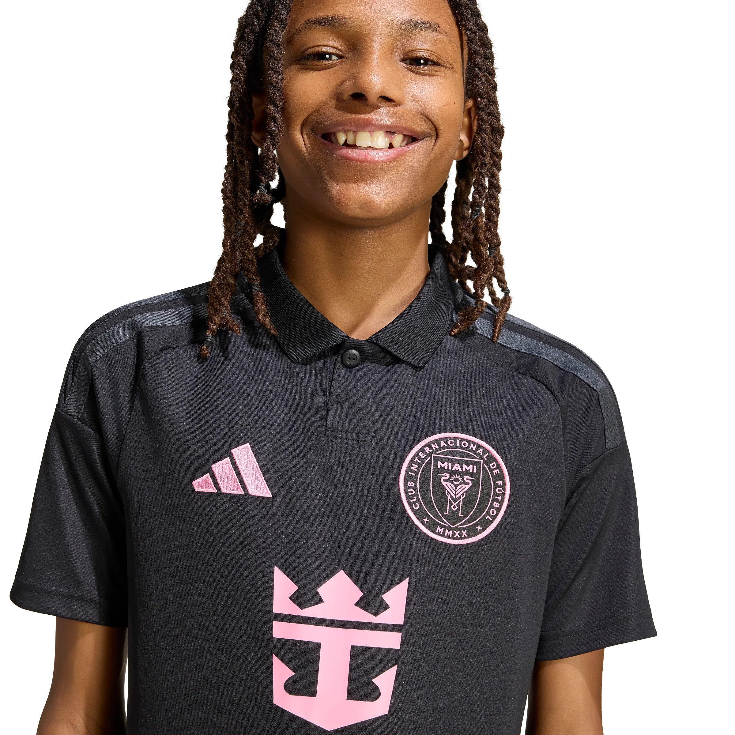 adidas Inter Miami CF Away Youth Soccer Jersey 26 27 Black Pink