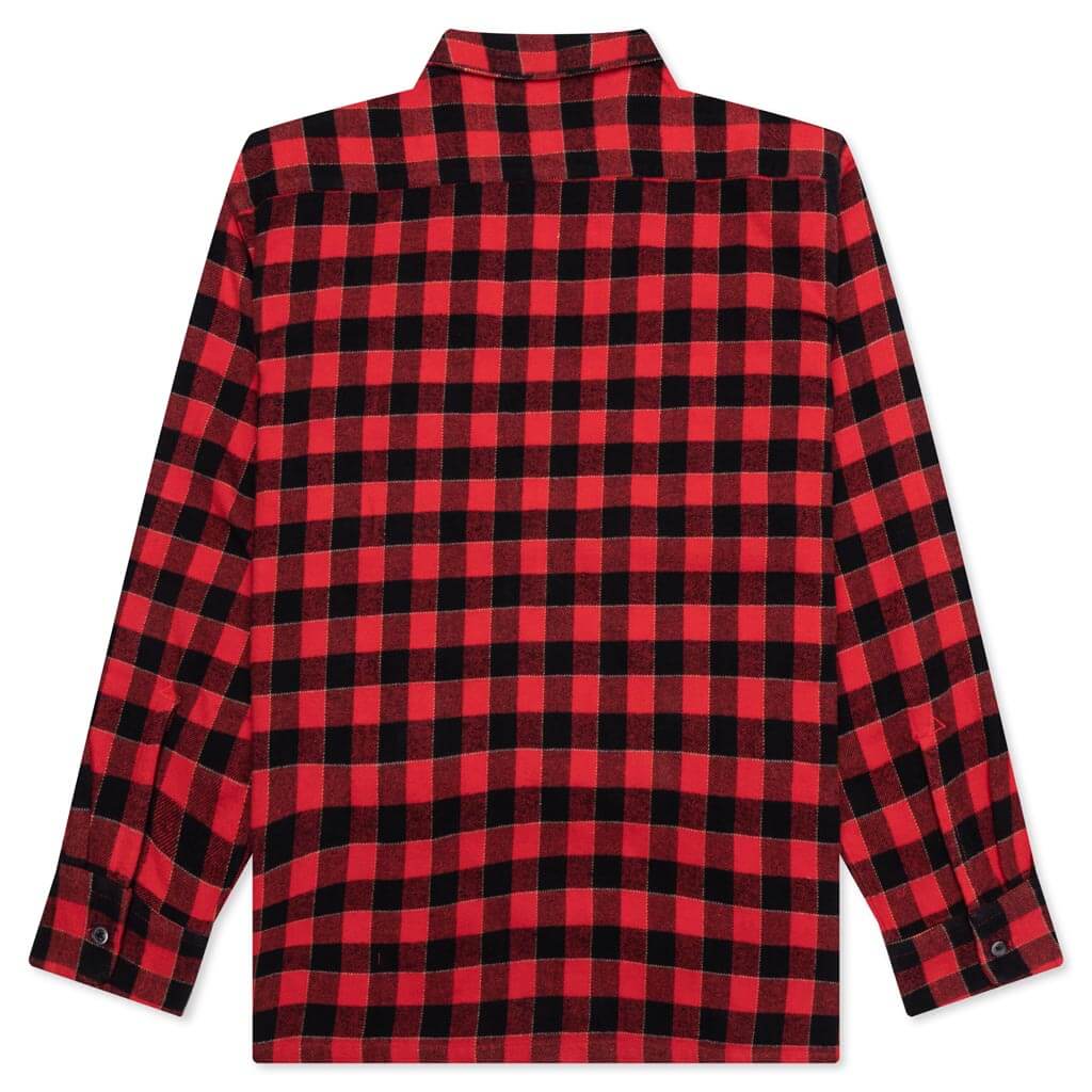 6 Pocket Flannel Shirt Red Black
