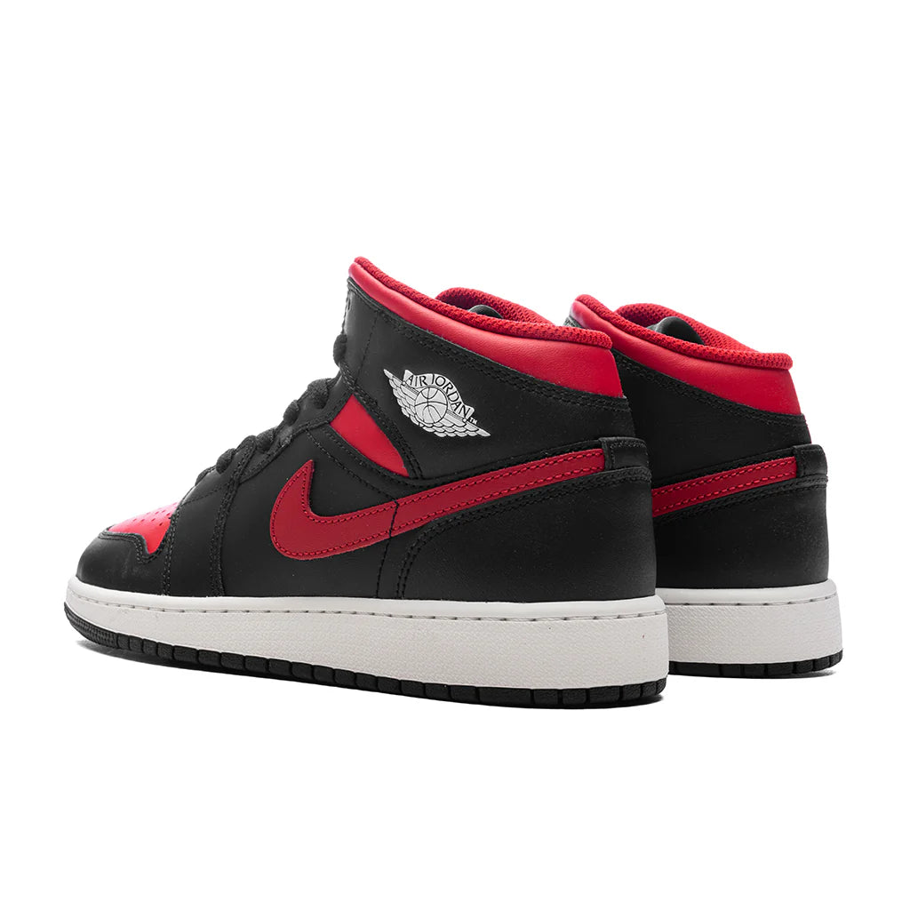 Air Jordan 1 Mid GS Black Varsity Red Summit White
