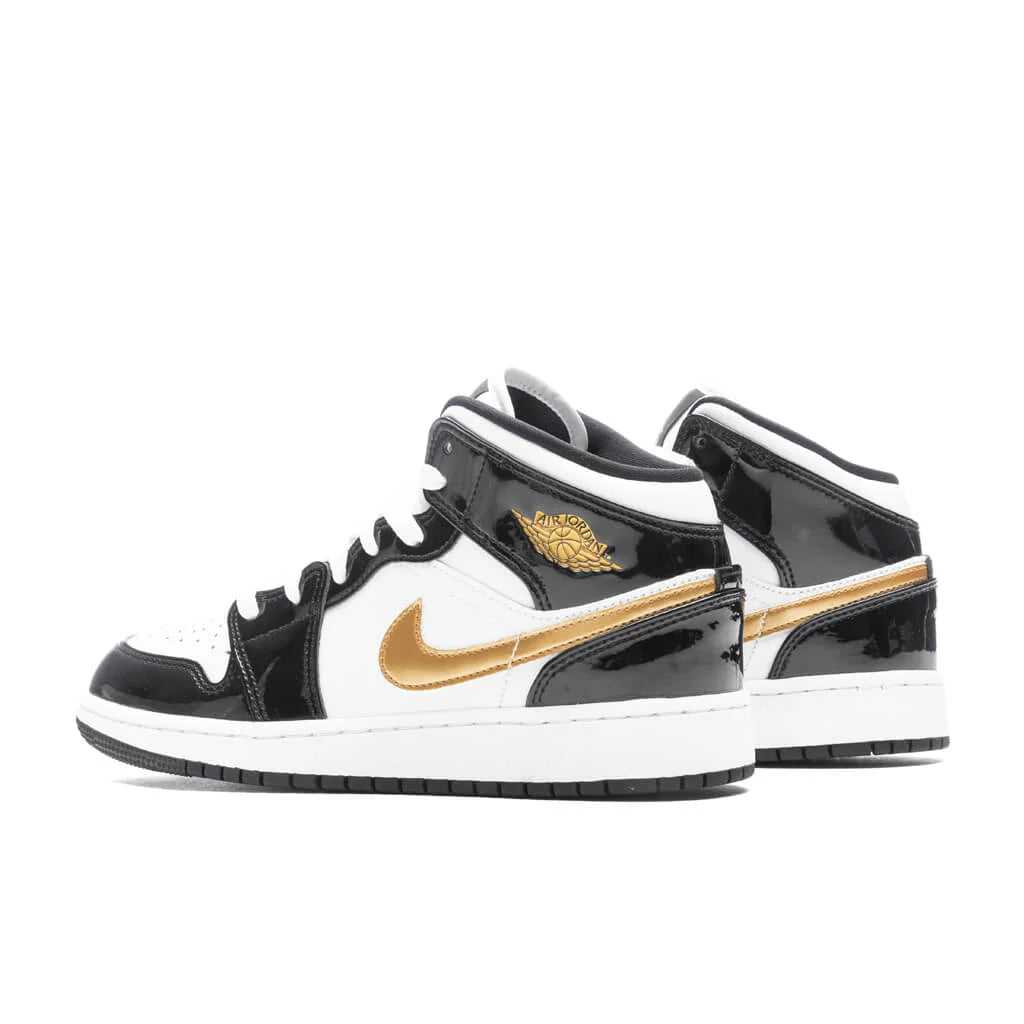 Air Jordan 1 Mid SE GS Black Gold Black Metallic Gold White