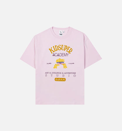 Puma x Kidsuper Academy Graphic Mens Short Sleeve Shirt Pink Yellow