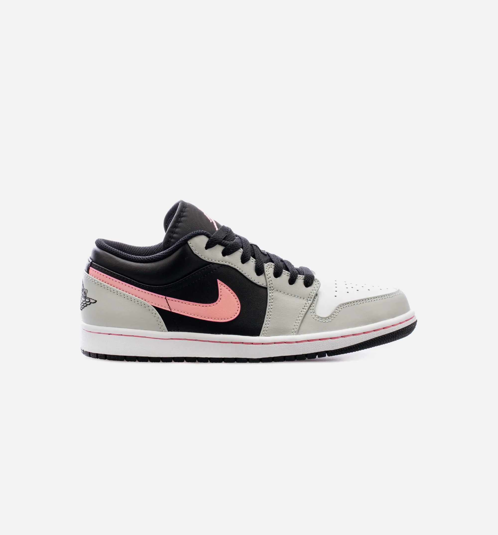 Air Jordan 1 Low Grey Fog Bleached Coral Mens Lifestyle Shoe Black Grey Pink