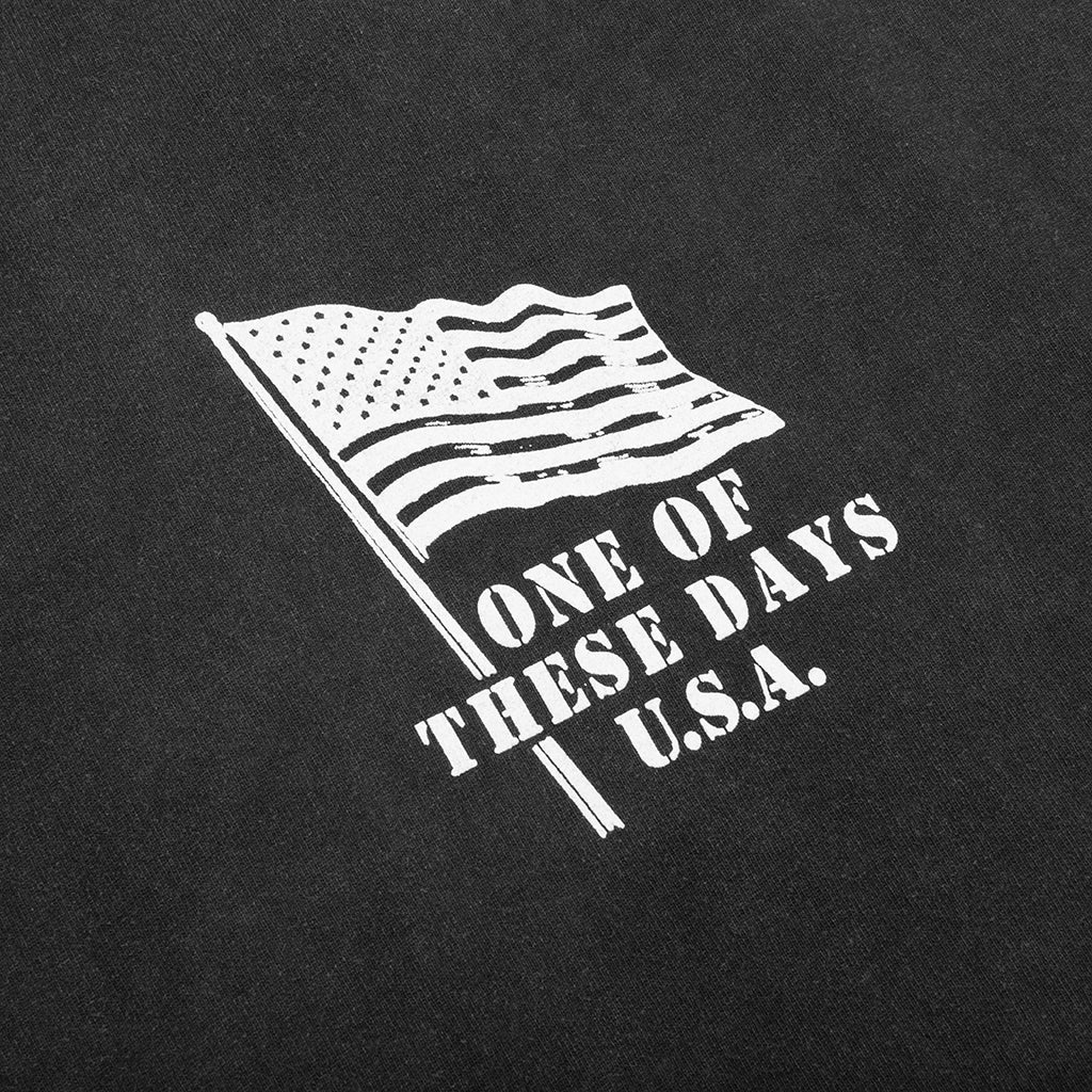 American Flag Cowboy Long Sleeve Tee Washed Black