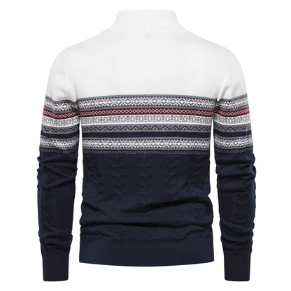 Mens Half Zip Stand Collar Polo Sweater