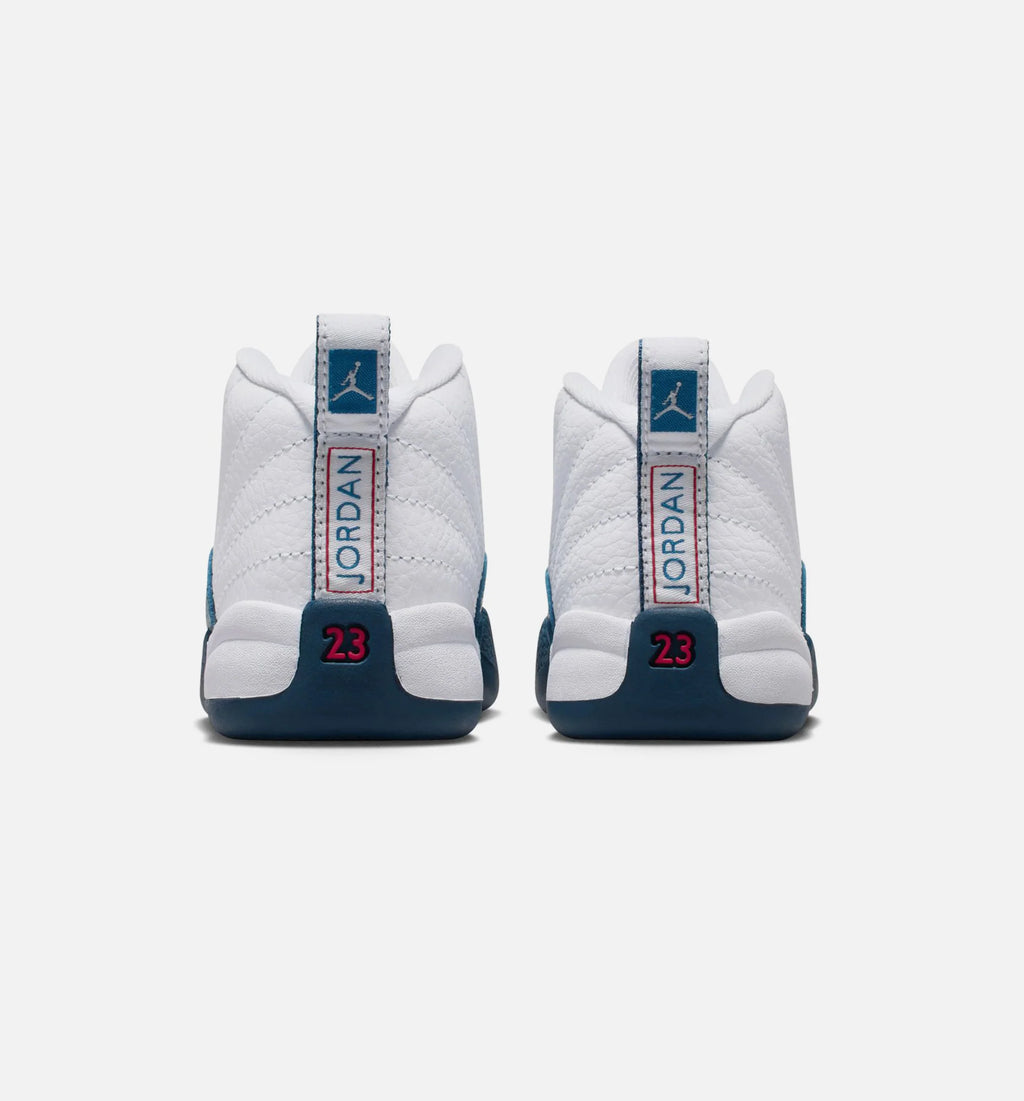 Air Jordan 12 Retro French Blue Infant Toddler Lifestyle Shoe White French Blue Metallic Silver Varsity Red