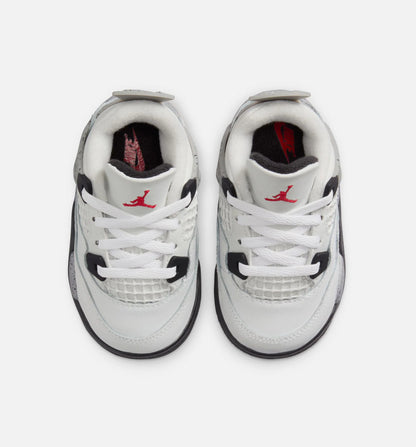Air Jordan 4 Retro White Cement Infant Toddler Lifestyle Shoe Summit White Fire Red Cement Grey Black