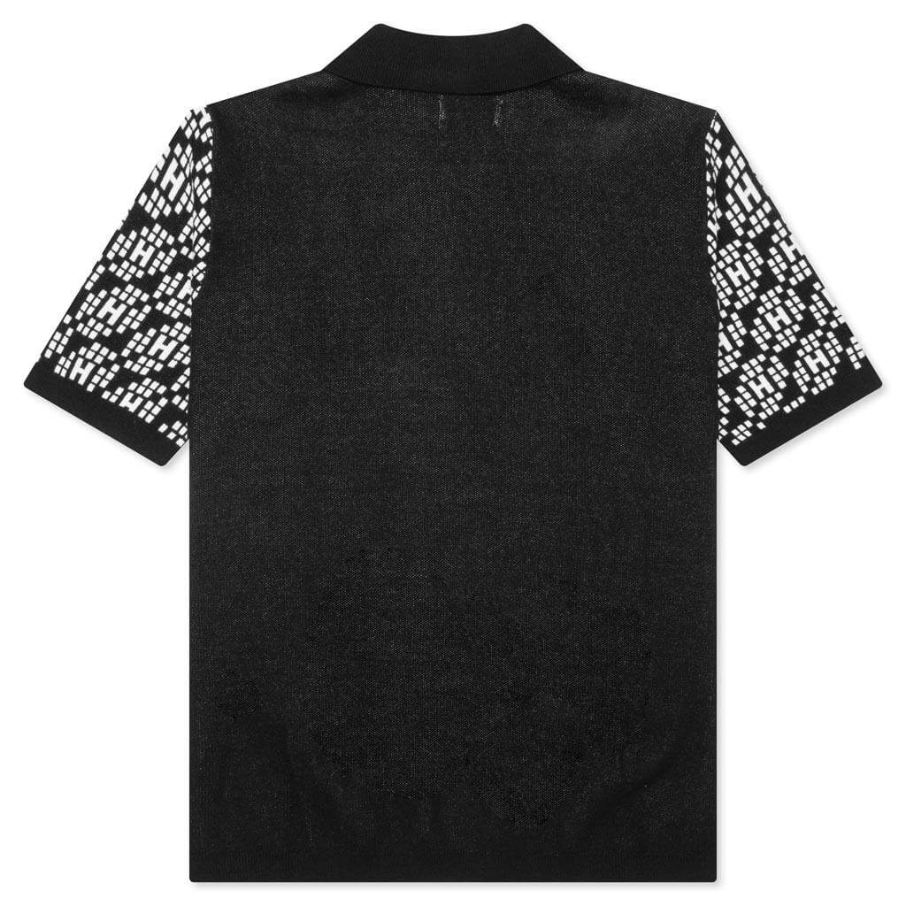 Knit H Pattern Polo Black