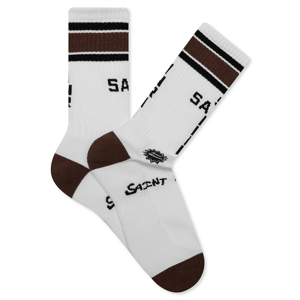 Saint Sinner Socks White Brown