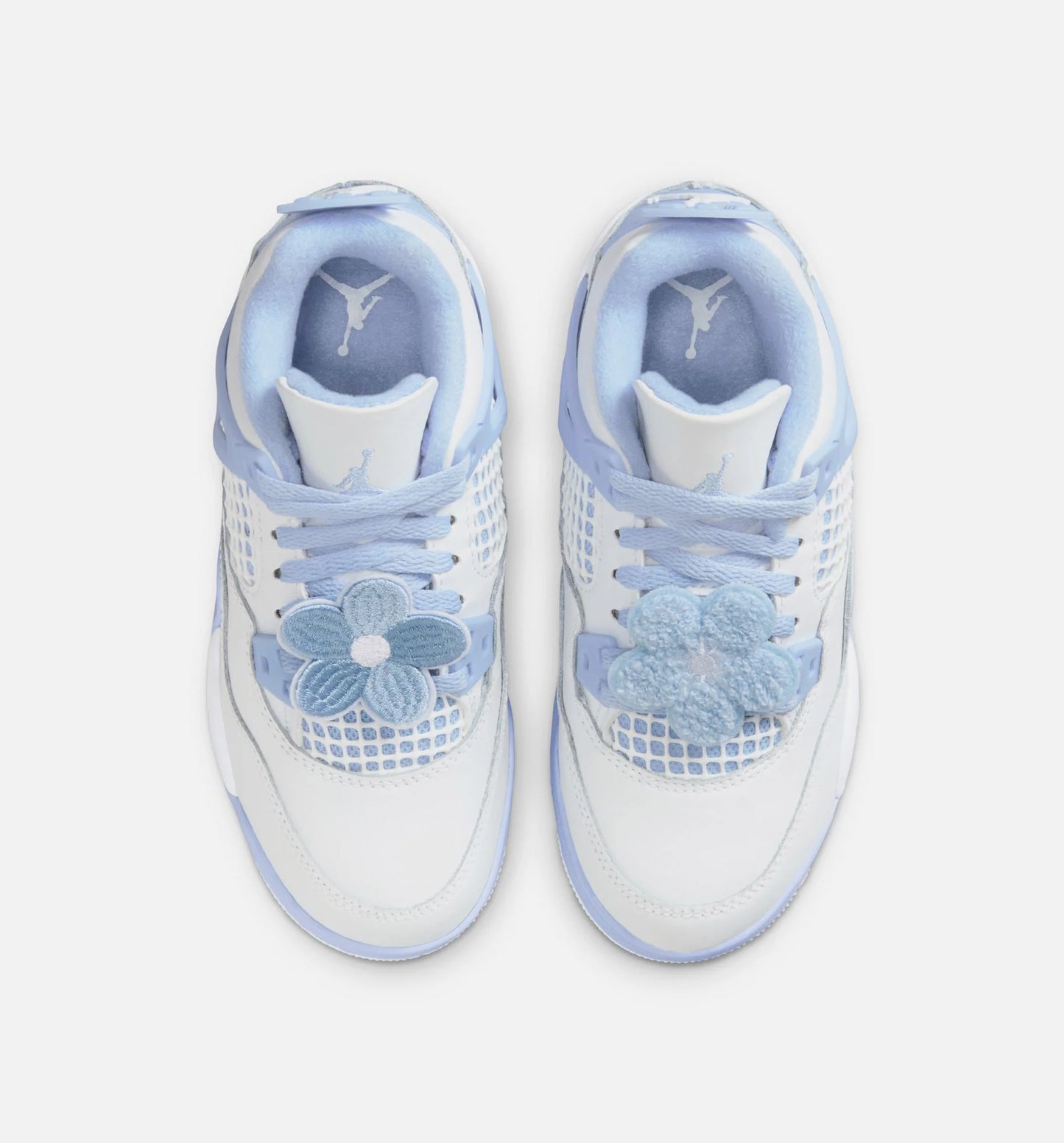 Air Jordan 4 Retro Aluminum Preschool Lifestyle Shoe White Aluminum Blue Tint Oil Green