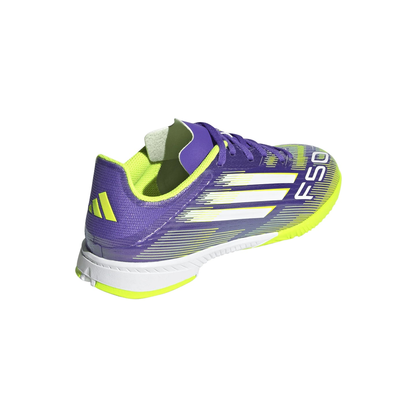 adidas F50 League Indoor Soccer Shoes Kids Purple White Lemon