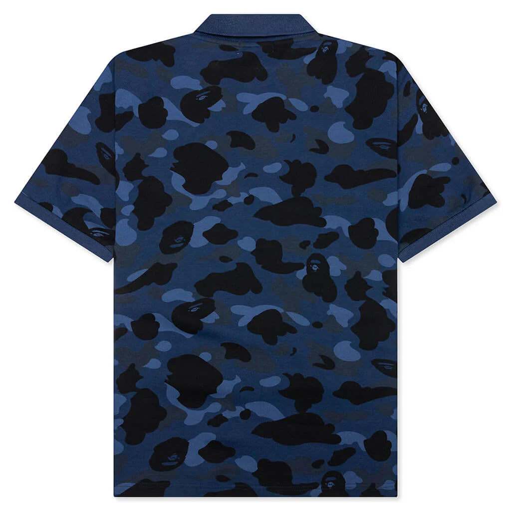 Color Camo Large Ape Head Relaxed Fit Polo Shirt Navy