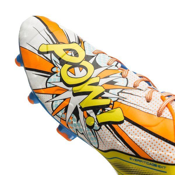PUMA Evopower 12 FG Firm Ground Soccer Cleats White Orange Clownfish Electric Blue Lemonade