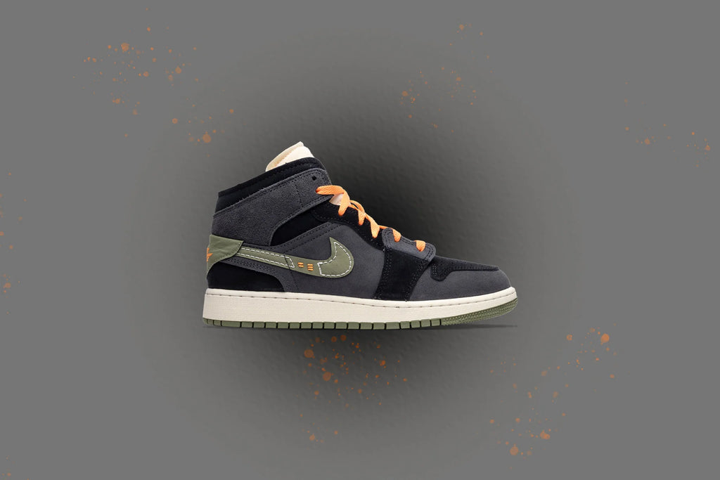 Air Jordan 1 Mid SE Craft GS Anthracite Sky J Light Olive Black