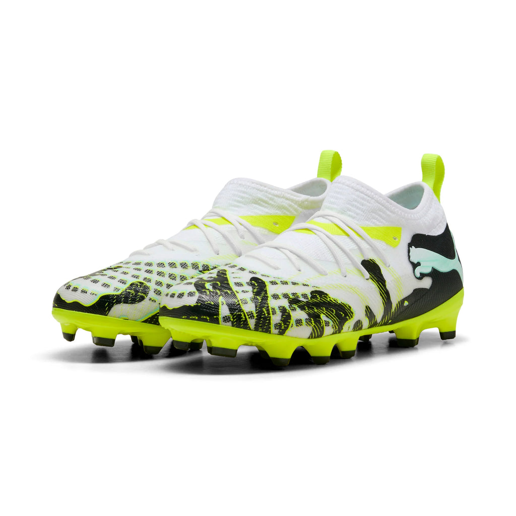 PUMA Future 9 Match Creativity FG AG Firm Ground Artificial Ground Youth Soccer Cleats Yellow White