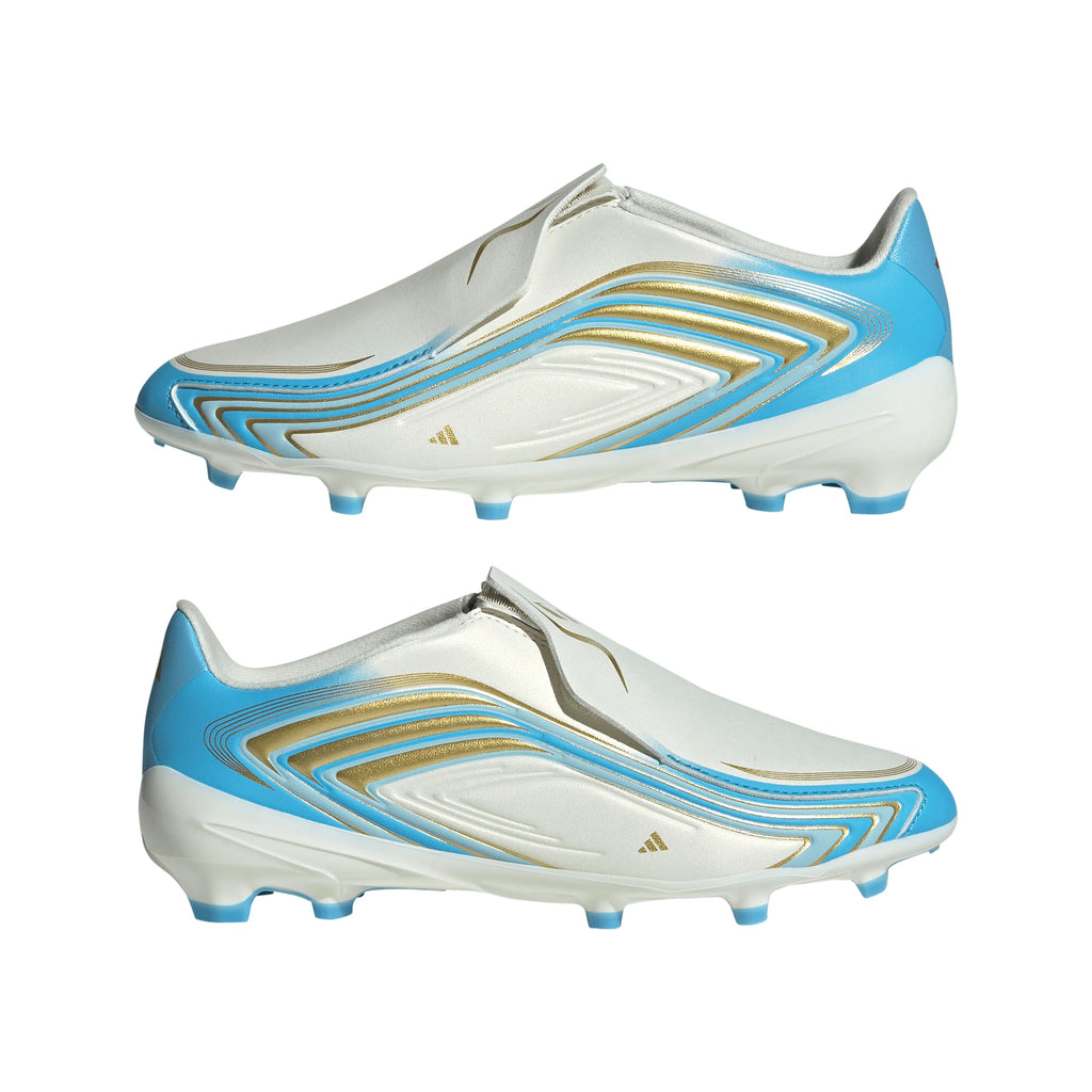 adidas F50 Messi League Laceless FG Firm Ground Youth Soccer Cleats Blue