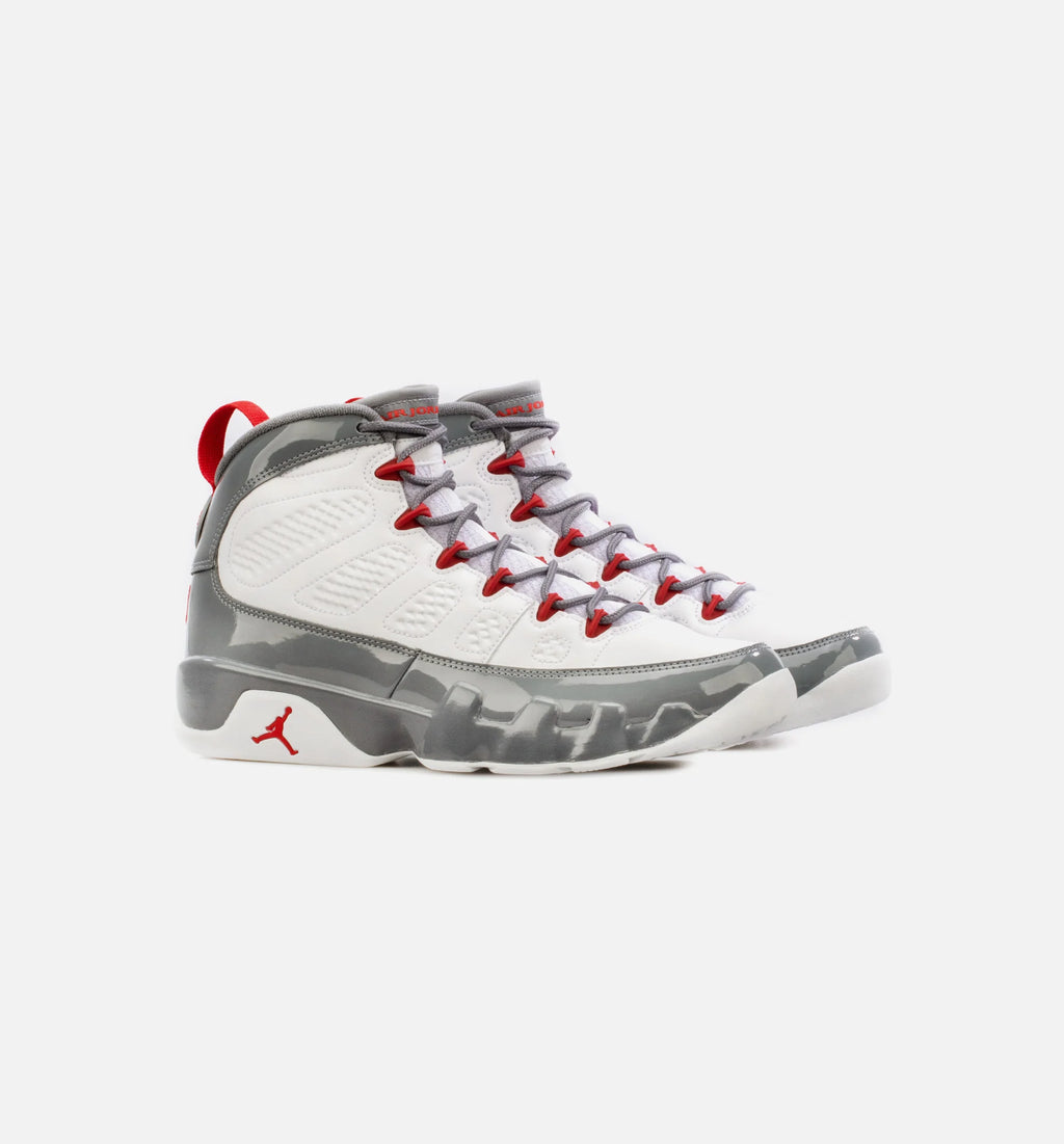 Air Jordan 9 Retro Fire Red Mens Lifestyle Shoe White Grey Free Shipping