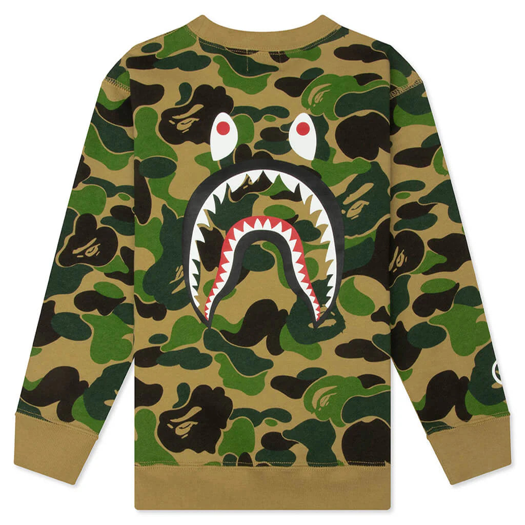 Kids ABC Camo Shark Crewneck Sweatshirt Green