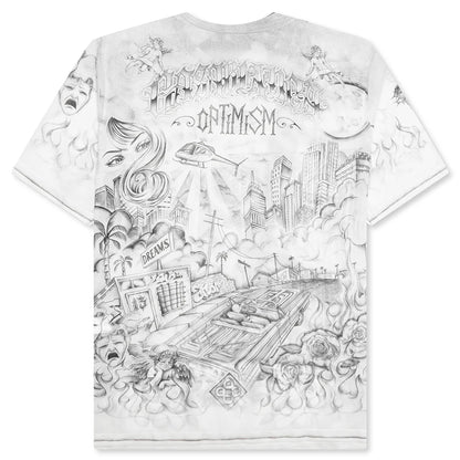 Short Sleeve Printed Crew Neck Mesh Top Tattoo