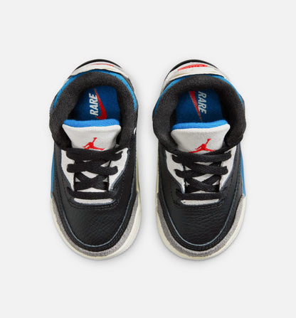 Air Jordan 3 Retro OG Rare Air Infant Toddler Lifestyle Shoe Black Chile Red Neutral Grey