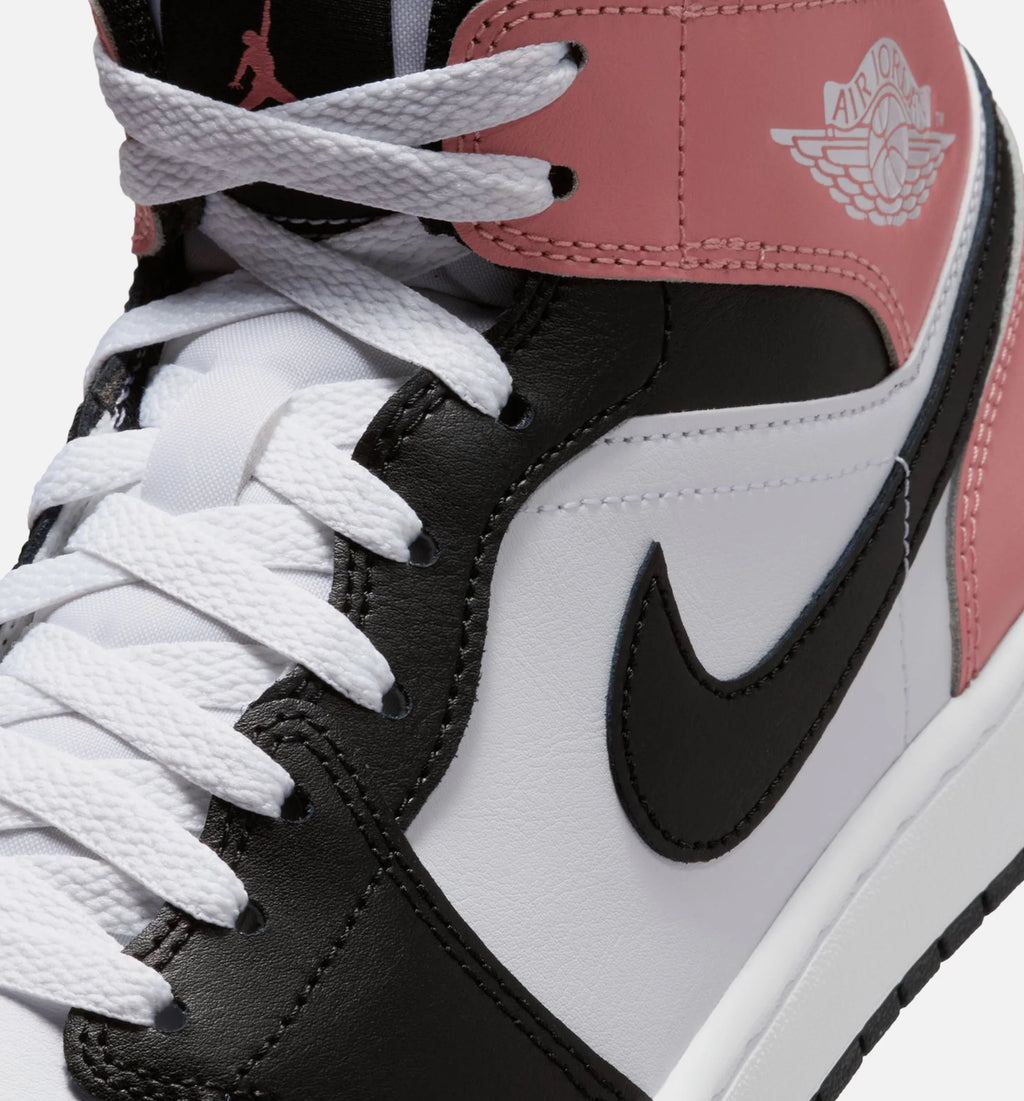 Air Jordan 1 Mid Mens Lifestyle Shoe White Rust Pink Black