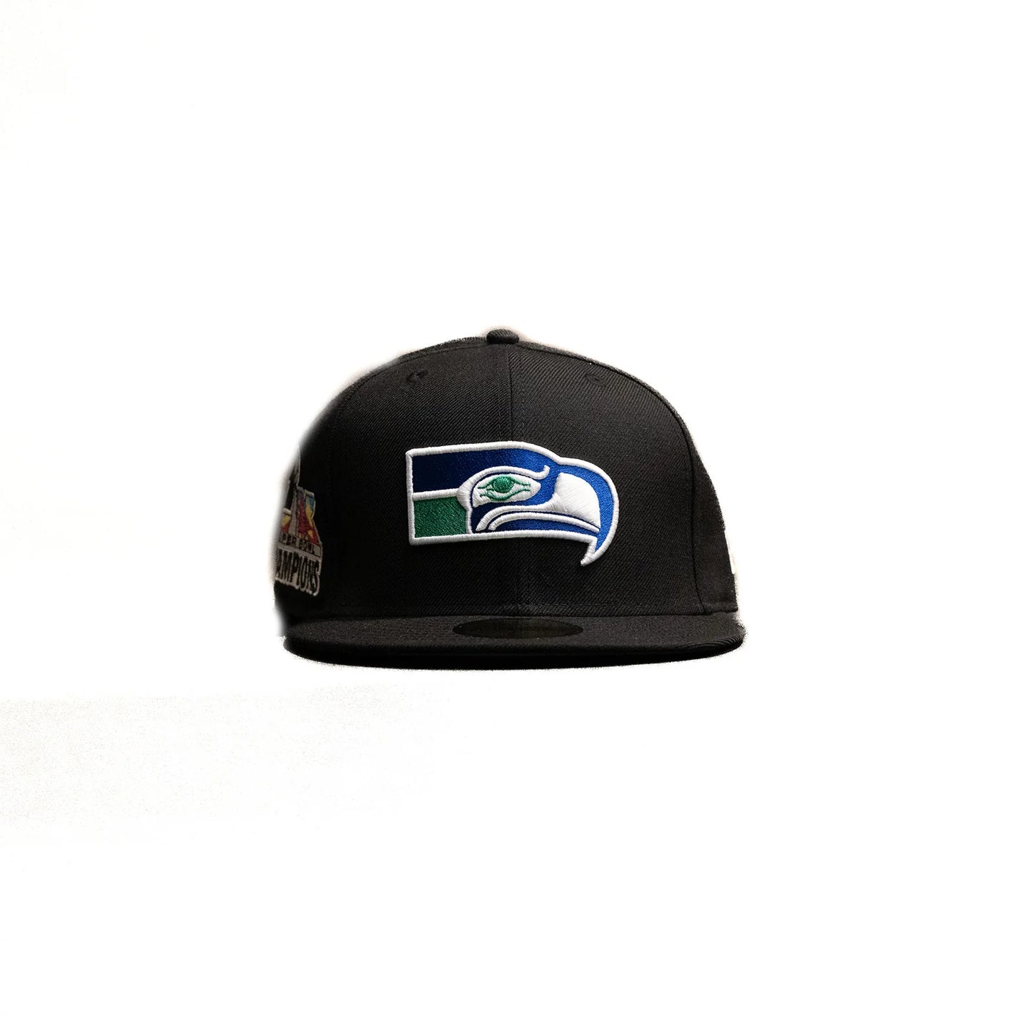 New Era Seattle Seahawks 59FIFTY Fitted Hat Super Bowl Patch Black