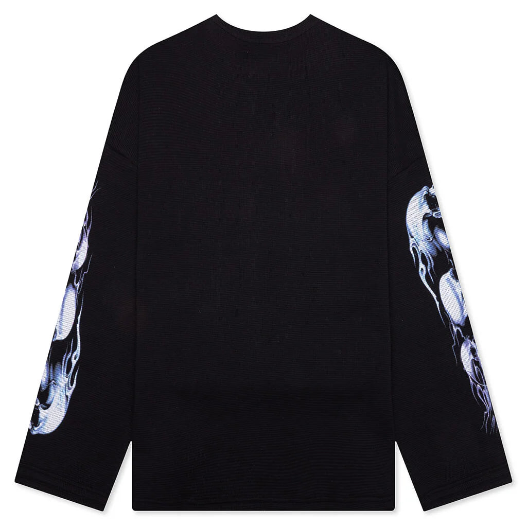 Skull L S Tee Black Silver