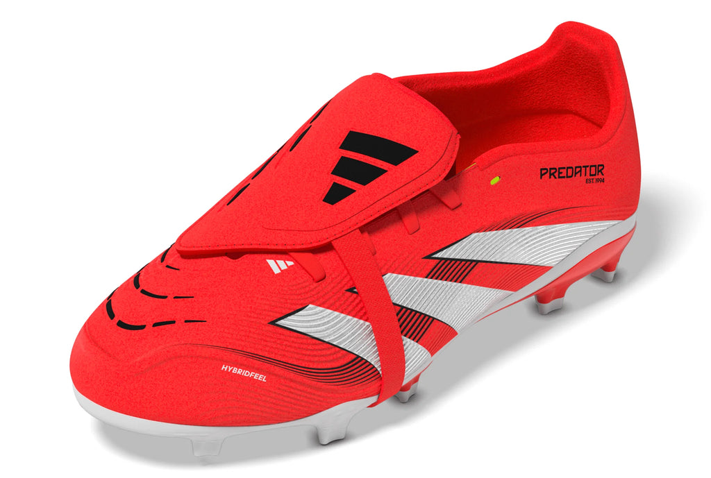 adidas Predator League Fold Over Tongue Firm Ground Boots Junior Red White