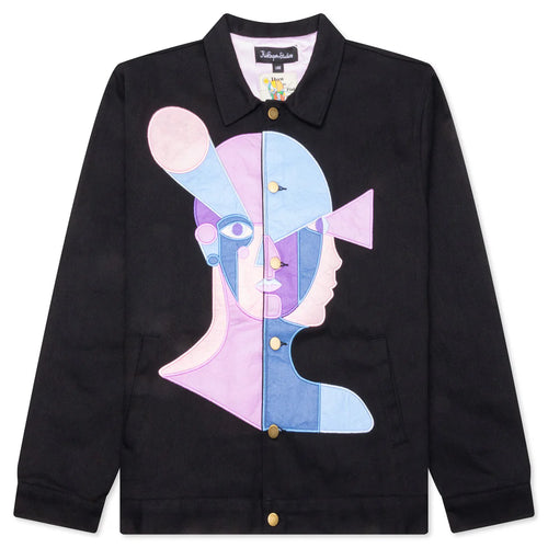 Whose Idea Is It Anyway Patched Work Jacket Black