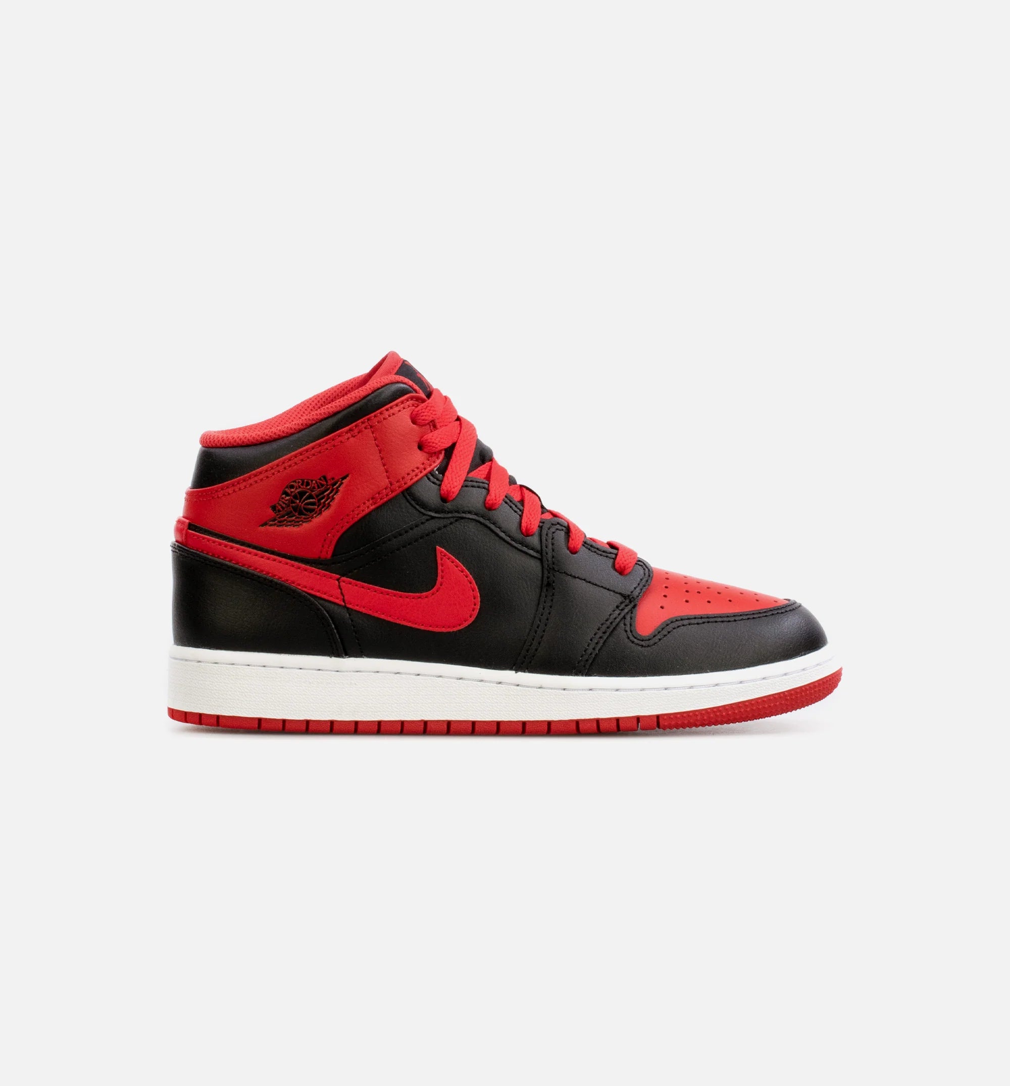 Air Jordan 1 Mid Alternate Red Grade School Lifestyle Shoe Black Red
