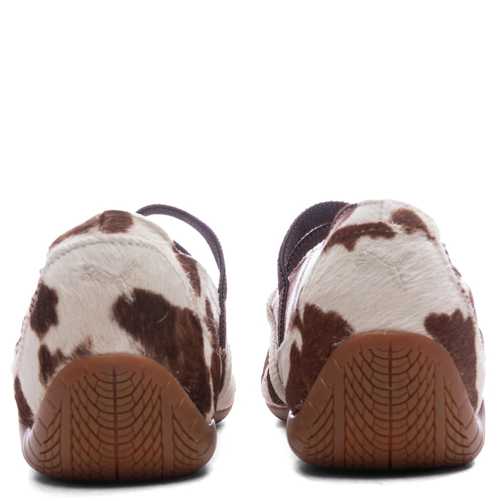 Womens Speedcat Ballet Cow Print Chocolate Brown Warm White