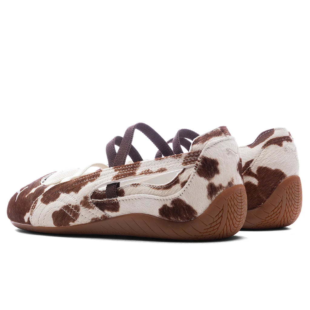 Womens Speedcat Ballet Cow Print Chocolate Brown Warm White