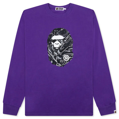 Marbling Camo Ape Head Relaxed Fit L S Tee Purple
